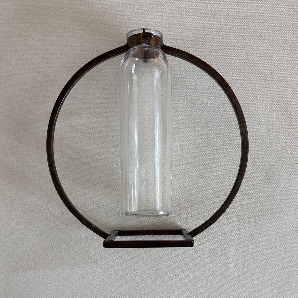 Forside Glass Hanging Bud Vase in Metal Ring